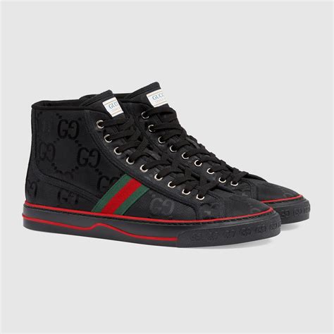 black gucci lion sneakers|high top Gucci sneakers black.